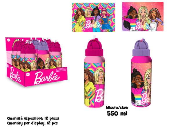 BORRACCIA ALLUMINIO CON CANNUCCIA 550 ML BARBIE